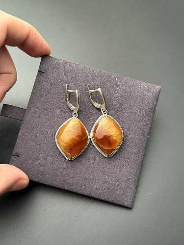 Серебряные серьги с симбирцитом 45х20 мм