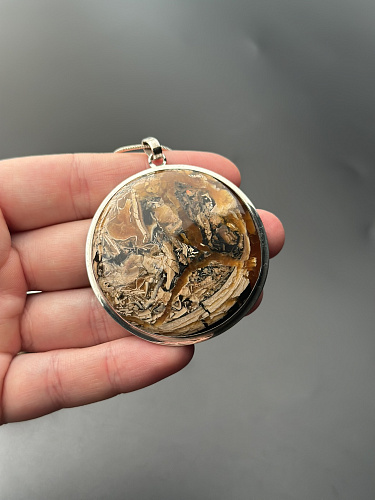 Симбирцитовый кулон в серебре 48х48 мм