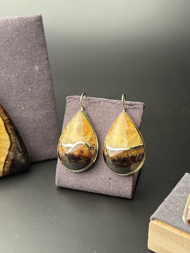 Симбирцитовые серьги в мельхиоре