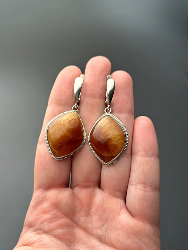 Серебряные серьги с симбирцитом 45х20 мм