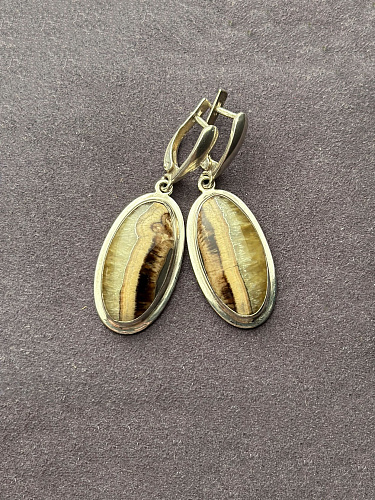 Серебряные серьги с симбирцитом  45х15 мм