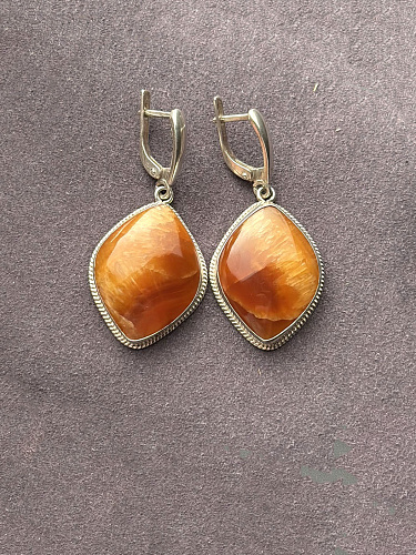 Серебряные серьги с симбирцитом 45х20 мм