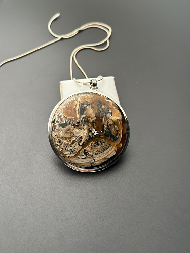 Симбирцитовый кулон в серебре 48х48 мм