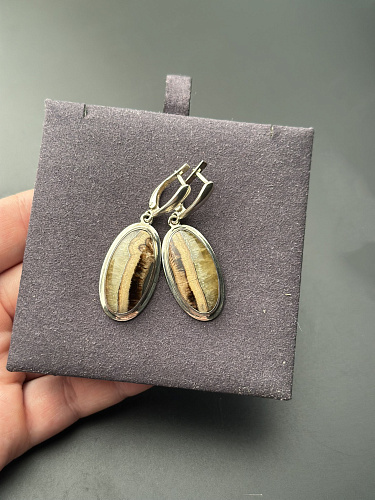 Серебряные серьги с симбирцитом  45х15 мм