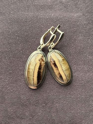 Серебряные серьги с симбирцитом  45х15 мм